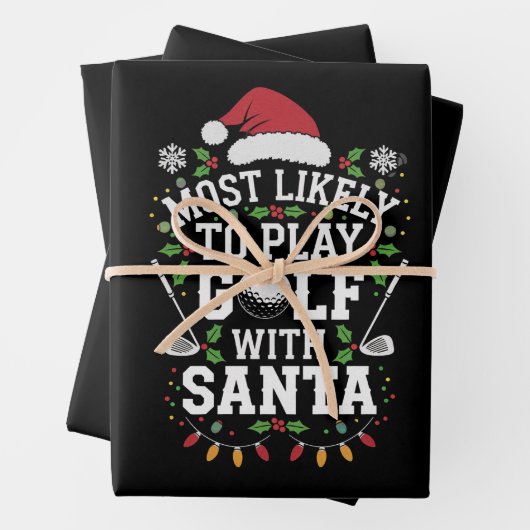 Meest waarschijnlijk om te golfen met Kerstman fam Inpakpapier Vel (In situ)