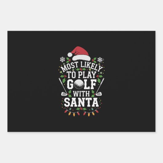Meest waarschijnlijk om te golfen met Kerstman fam Inpakpapier Vel (Voorkant)