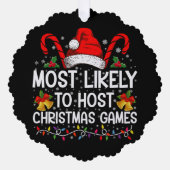 Meest waarschijnlijk om te hosten Kerstmis spellet Ornament Kaart (Voorkant)