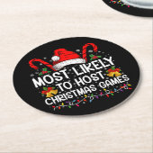Meest waarschijnlijk om te hosten Kerstmis spellet Ronde Kartonnen Onderzetter (Gebogen)