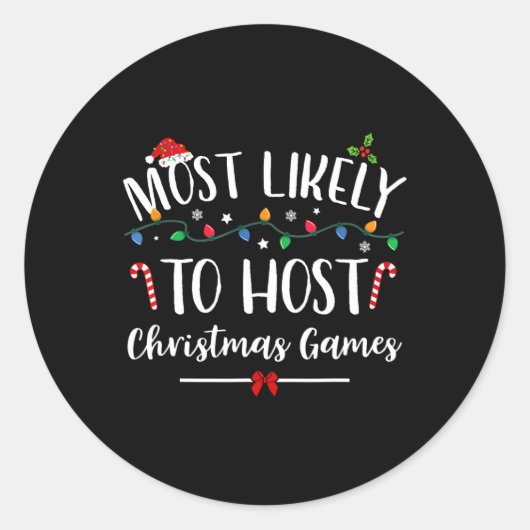 Meest waarschijnlijk om te hosten Kerstmis spellet Ronde Sticker (Voorkant)