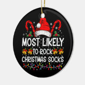 Meest waarschijnlijk om te rocken Christmas Sokken Keramisch Ornament (Links)