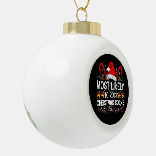 Meest waarschijnlijk om te rocken Christmas Sokken Keramische Bal Ornament (Links)