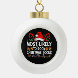 Meest waarschijnlijk om te rocken Christmas Sokken Keramische Bal Ornament