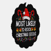 Meest waarschijnlijk om te rocken Christmas Sokken Ornament Kaart (Rechts)