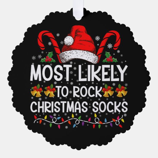 Meest waarschijnlijk om te rocken Christmas Sokken Ornament Kaart (Voorkant)