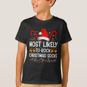 Meest waarschijnlijk om te rocken Christmas Sokken T-shirt