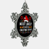 Meest waarschijnlijk om te rocken Christmas Sokken Tin Sneeuwvlok Ornament (Links)