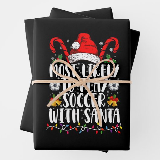 Meest waarschijnlijk om te voetballen met Kerstman Inpakpapier Vel (In situ)