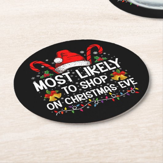Meest waarschijnlijk om te winkelen op kerstavond  ronde kartonnen onderzetter (Gebogen)