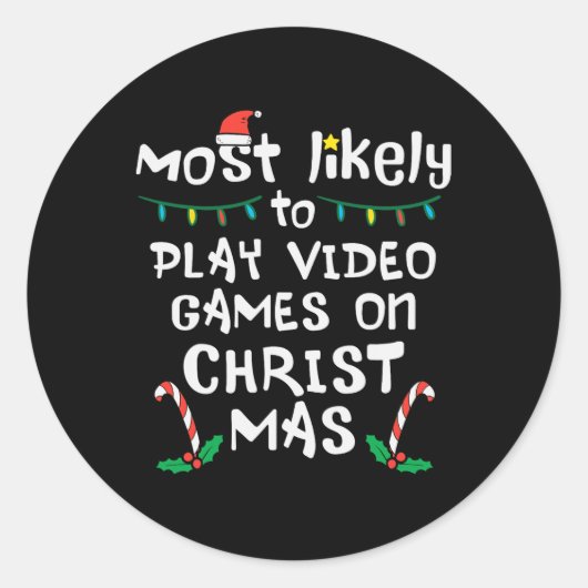 Meest waarschijnlijk spelen Video Game Kerstmis fa Ronde Sticker (Voorkant)