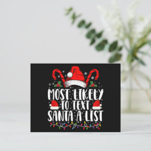 Meest Waarschijnlijk Tekst Santa Een Lijst Overeen Feestdagenkaart