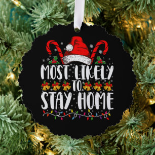 Meest Waarschijnlijk Thuisblijft Familie Kerstfees Ornament Kaart