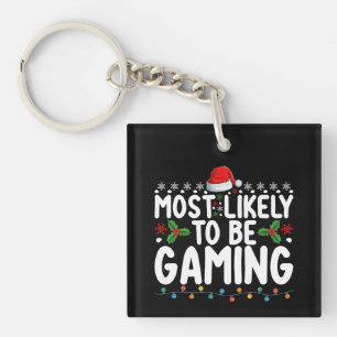 Meest Waarschijnlijk Videogames Spelende Gamers Sleutelhanger
