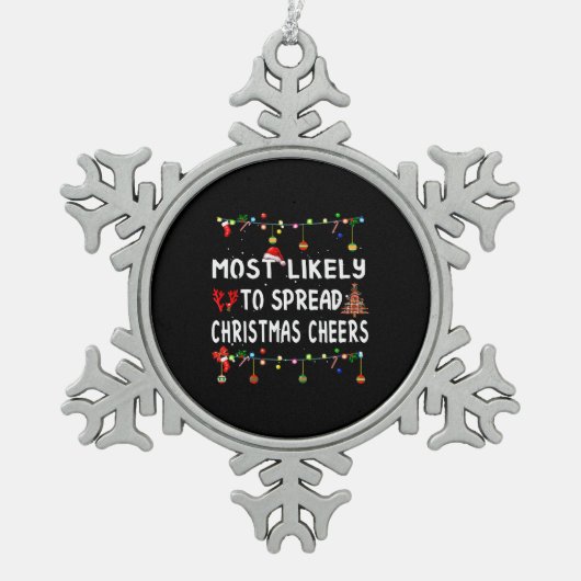 Meest waarschijnlijke kerstfeest grappige familie tin sneeuwvlok ornament (Voorkant)