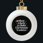 Meest waarschijnlijke kerstkoekjes familie keramische bal ornament<br><div class="desc">Meest waarschijnlijke kerstkoekjes familie</div>