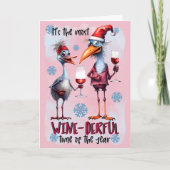 Meest wijn-heerlijke tijd, grappige kerstgroet kaart (Voorkant)