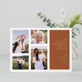 Meest wonderbaarlijke tijd kerst multi foto aankon folie feestdagenkaart (Staand Voorkant)