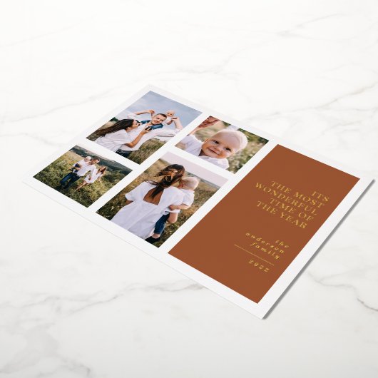 Meest wonderbaarlijke tijd kerst multi foto aankon folie feestdagenkaart (Gedraaid)