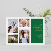 Meest wonderbaarlijke tijd kerst multi foto folie folie feestdagenkaart (Staand Voorkant)