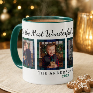 Meest wonderbaarlijke tijd tartan foto Kerstmis Mok