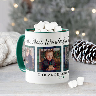 Meest wonderbaarlijke tijd tartan foto Kerstmis Mok