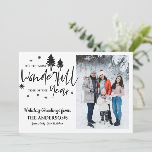Meest wonderbaarlijke tijd van het jaar Kerstfoto Feestdagenkaart (Staand voorkant)
