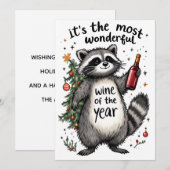 Meest wonderbaarlijke wijn van het jaar wasbeer feestdagenkaart (Voorkant / Achterkant)