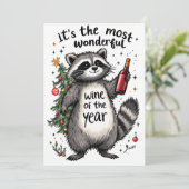Meest wonderbaarlijke wijn van het jaar wasbeer feestdagenkaart (Staand voorkant)
