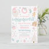 Meest Wondere Tijd Kerstmis 1e Verjaardagsfeestje Kaart (Staand voorkant)