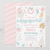 Meest Wondere Tijd Kerstmis 1e Verjaardagsfeestje Kaart (Voorkant / Achterkant)