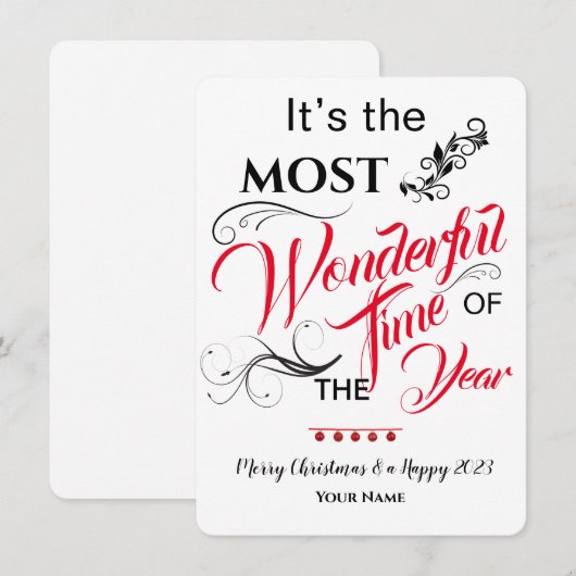Meest Wonderful Time Christmas Wenskaart Bedankkaart (Voorkant / Achterkant)
