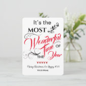 Meest Wonderful Time Christmas Wenskaart Bedankkaart (Staand voorkant)