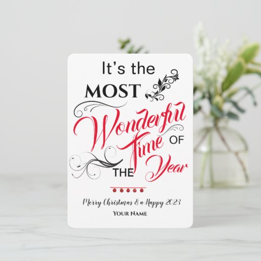 Meest Wonderful Time Christmas Wenskaart Bedankkaart (Staand voorkant)