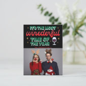 Meest Wonderful Time of the Year Red Script Foto Feestdagenkaart (Staand voorkant)