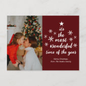 Meest Wonderful Time of the Year Red Script Foto Feestdagenkaart (Voorkant)