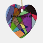 "Meestal acute hoeken in meerkleurig hart Keramisch Ornament (Rechts)