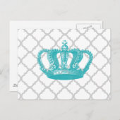 MEESTAL AQUA  GEKRONDE GRAY QUATREFOIL PATTERN BRIEFKAART (Voorkant / Achterkant)