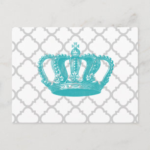 MEESTAL AQUA  GEKRONDE GRAY QUATREFOIL PATTERN BRIEFKAART
