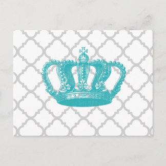 MEESTAL AQUA GEKRONDE GRAY QUATREFOIL PATTERN BRIEFKAART