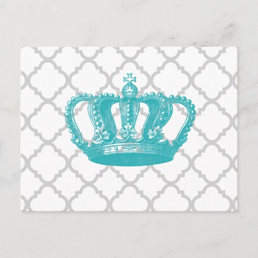 MEESTAL AQUA  GEKRONDE GRAY QUATREFOIL PATTERN BRIEFKAART (Voorkant)
