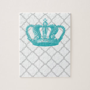 MEESTAL AQUA  GEKRONDE GRAY QUATREFOIL PATTERN LEGPUZZEL