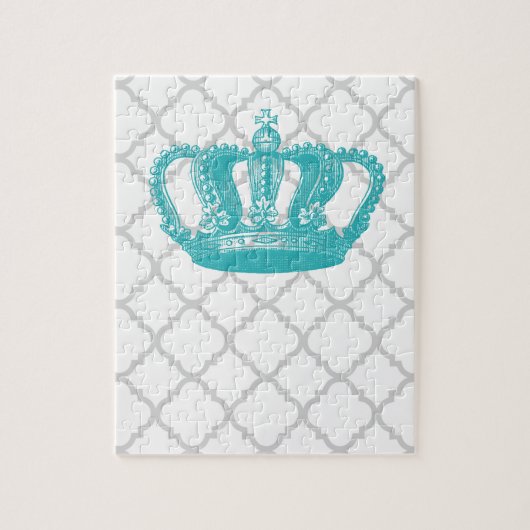 MEESTAL AQUA  GEKRONDE GRAY QUATREFOIL PATTERN LEGPUZZEL (Verticaal)