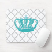 MEESTAL AQUA  GEKRONDE GRAY QUATREFOIL PATTERN MUISMAT (Met muis)