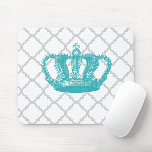 MEESTAL AQUA  GEKRONDE GRAY QUATREFOIL PATTERN MUISMAT (Met muis)