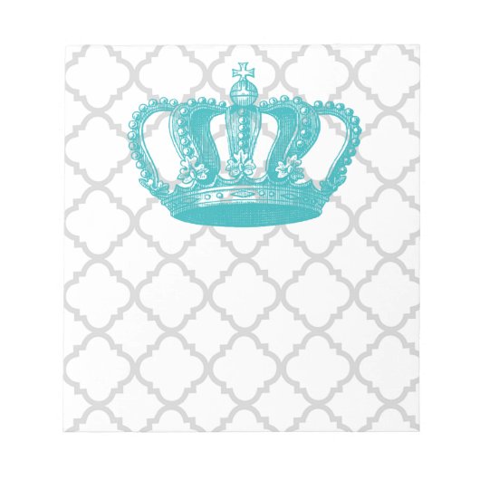 MEESTAL AQUA  GEKRONDE GRAY QUATREFOIL PATTERN NOTITIEBLOK (Voorkant)