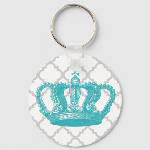MEESTAL AQUA  GEKRONDE GRAY QUATREFOIL PATTERN SLEUTELHANGER