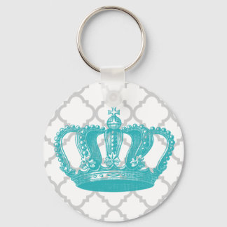 MEESTAL AQUA GEKRONDE GRAY QUATREFOIL PATTERN SLEUTELHANGER