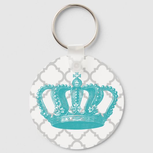 MEESTAL AQUA  GEKRONDE GRAY QUATREFOIL PATTERN SLEUTELHANGER (Voorkant)