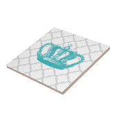 MEESTAL AQUA  GEKRONDE GRAY QUATREFOIL PATTERN TEGELTJE (Zijkant)